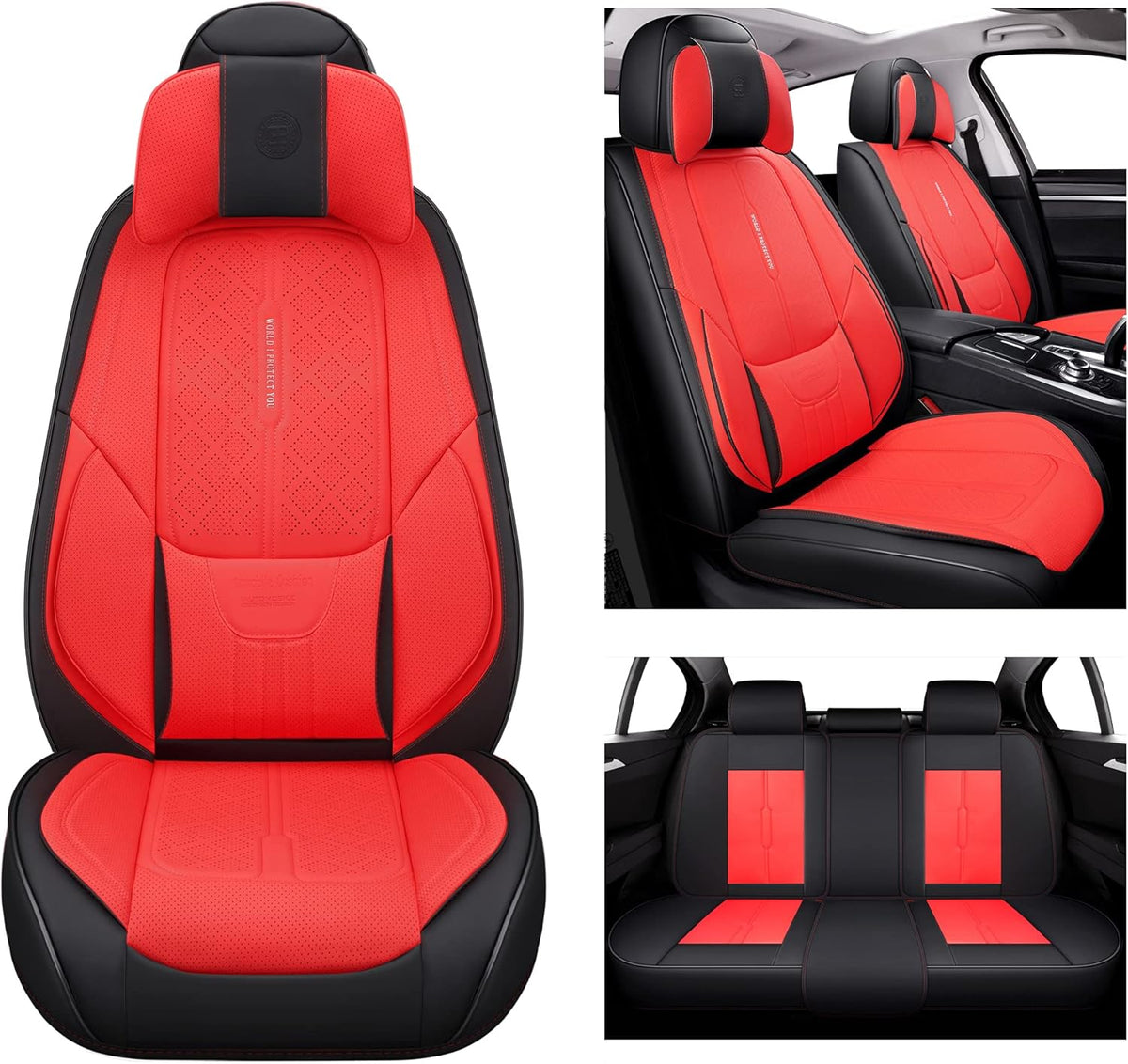 Leather Car Seat Covers Universal Fit Set J410547