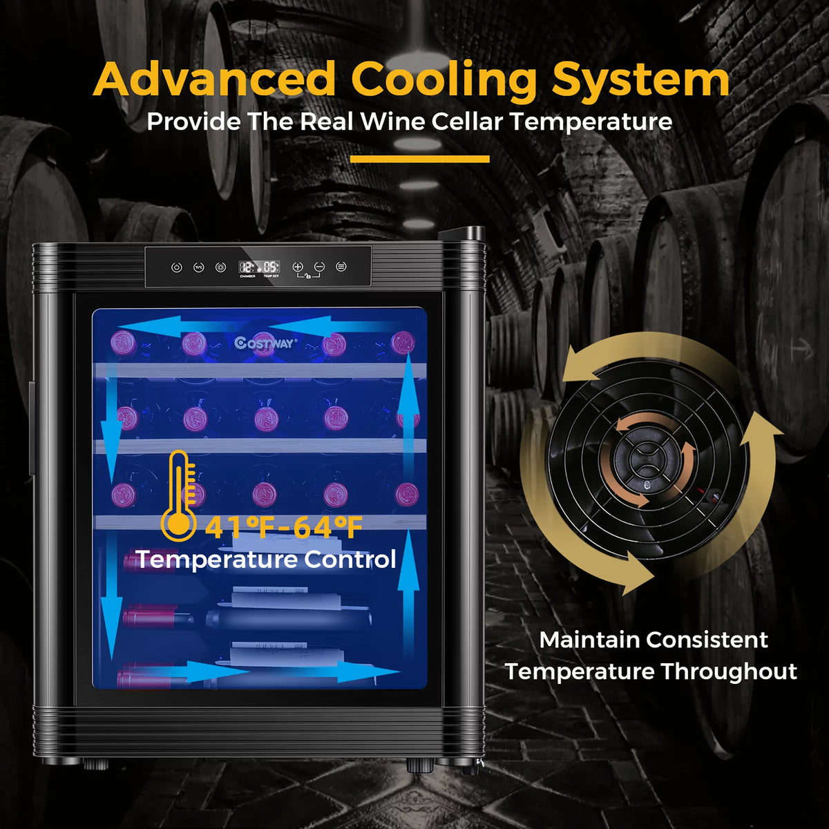 21 Bottle Compressor Wine Cooler Refrigerator Black Y638