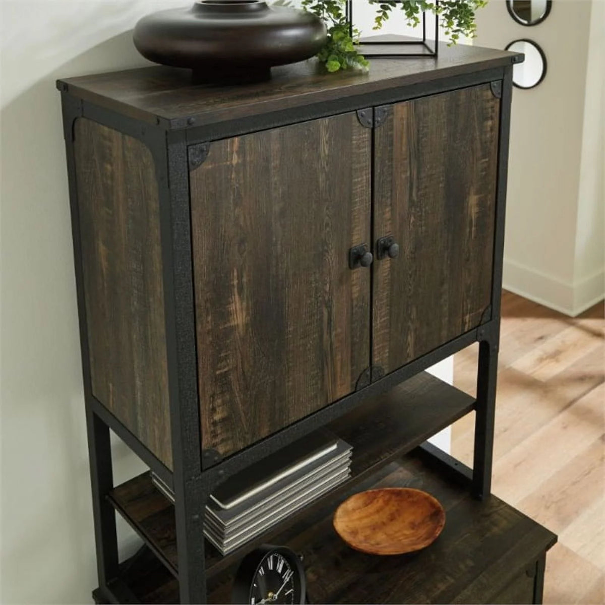 Engineered Wood Library Hutch in Carbon Oak Finish L1213
