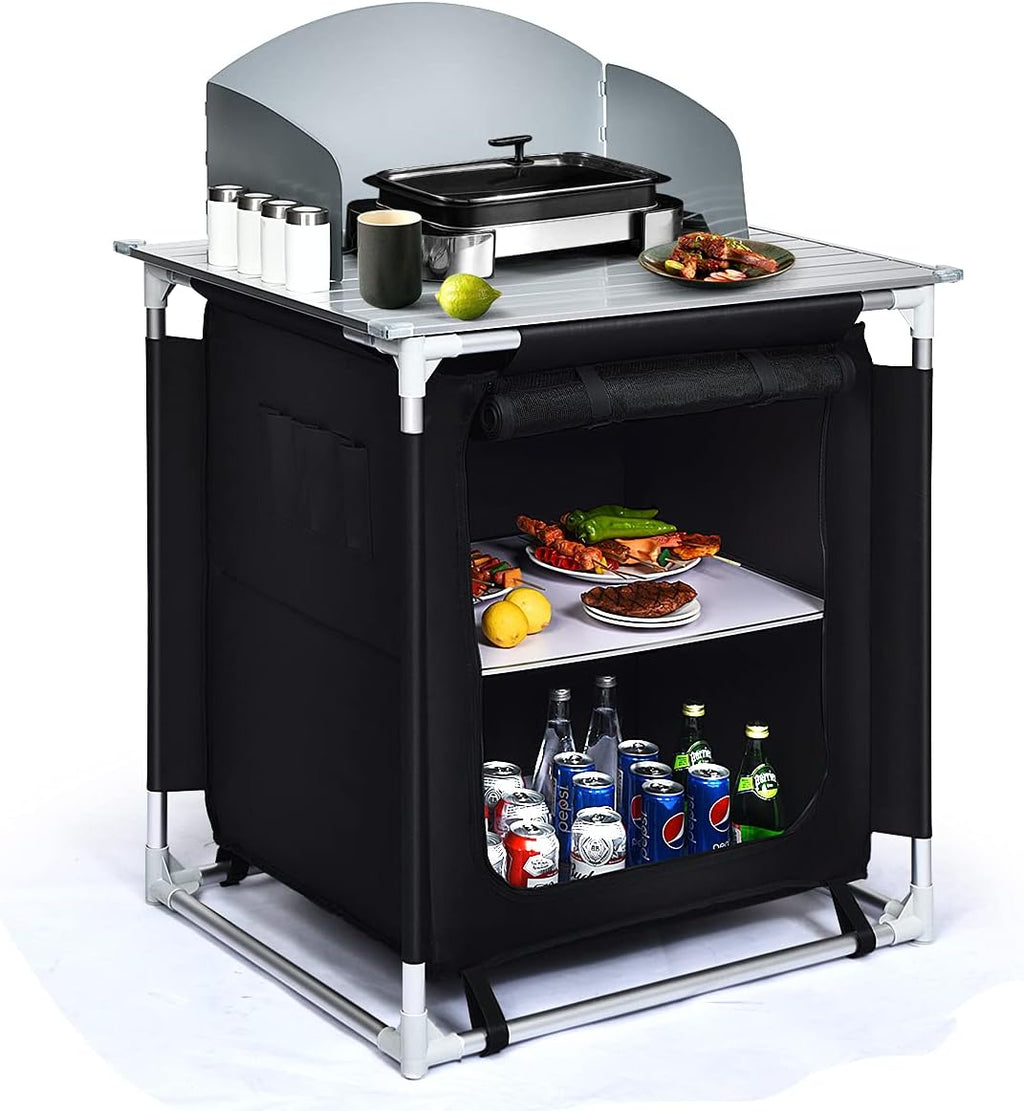 Portable Aluminum Camping Kitchen Table with Sink L735884