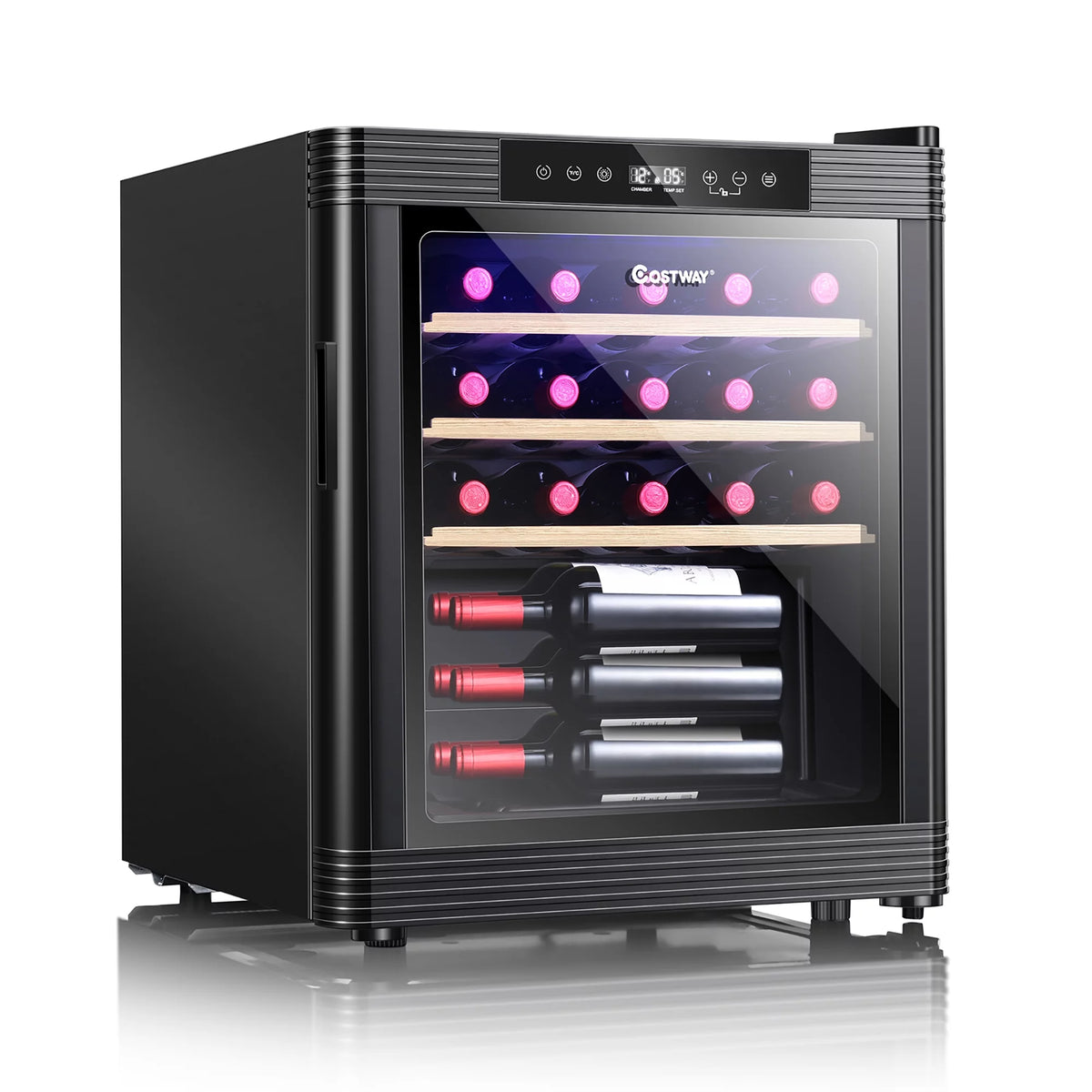 21 Bottle Compressor Wine Cooler Refrigerator Black Y638