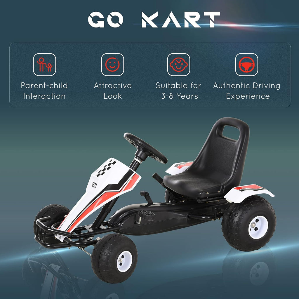 Pedal Go Kart Ride on Car with Adjustable Seat, Plastic Wheels, Handbrake and Shift Lever, Black B5193