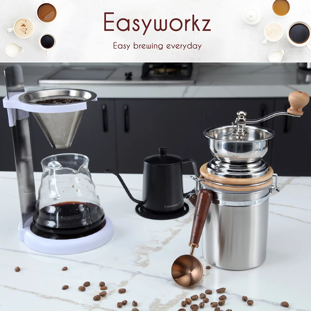Manual Coffee Grinder with Airtight Canister, Adjustable Stainless Steel Burr S539