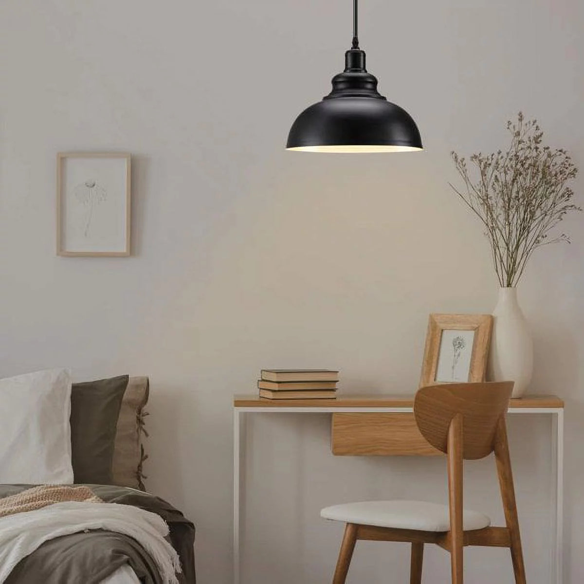 Plug in Barn Pendant Light with Cord Hanging Dome Light Fixture Y664