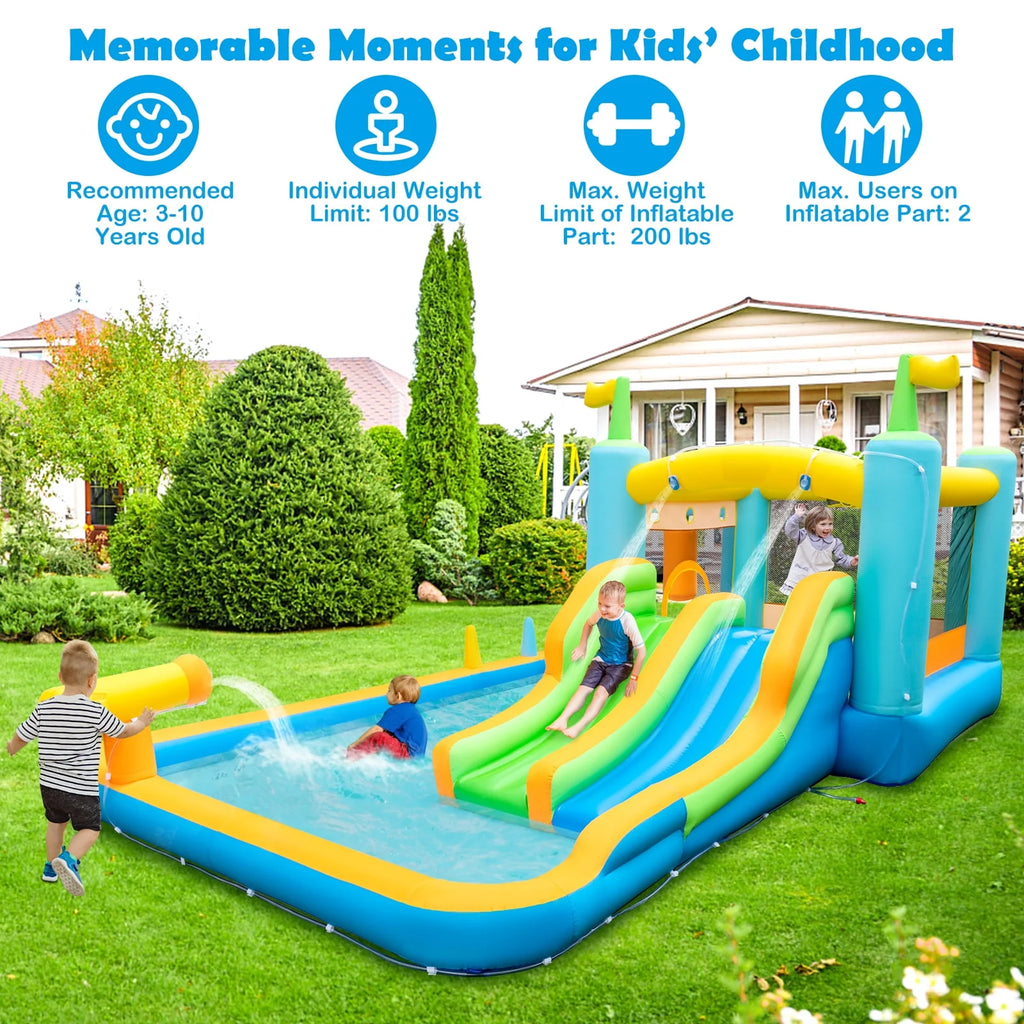 Inflatable Water Slide Park with Double Slides Splash Pool G16858