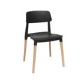 Mid Century Modern Plastic Molded Dining Chairs with Wood Legs, 4 Pack, Black Q6018
