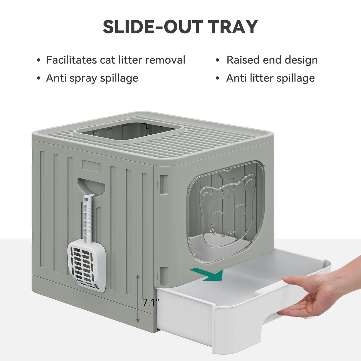 Large Enclosed Cat Litter Box with Cushion & Litter Scoop V2149