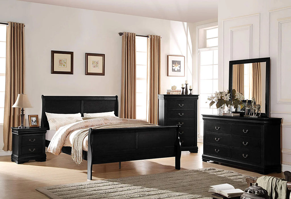 5-Piece Bedroom Set Bed Dresser Chest 2 Nightstands D78570