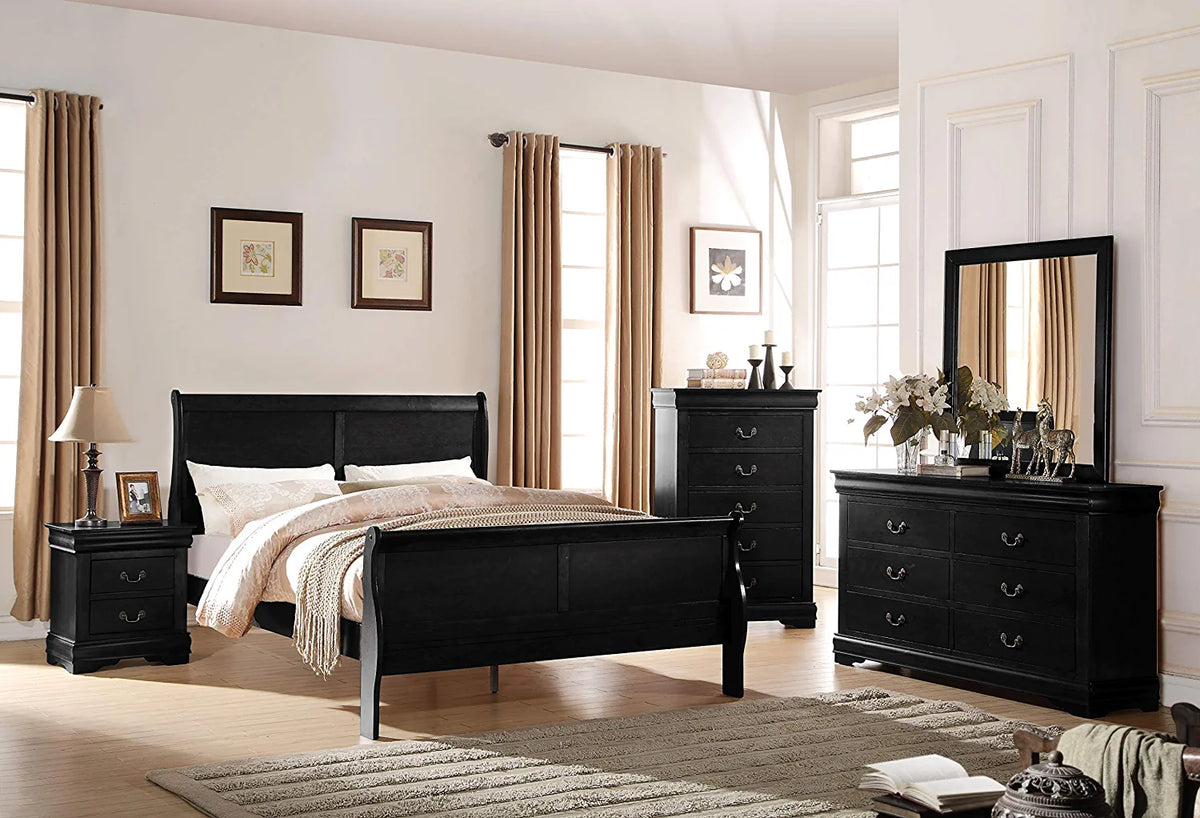 5-Piece Bedroom Set Bed Dresser Chest 2 Nightstands D78570