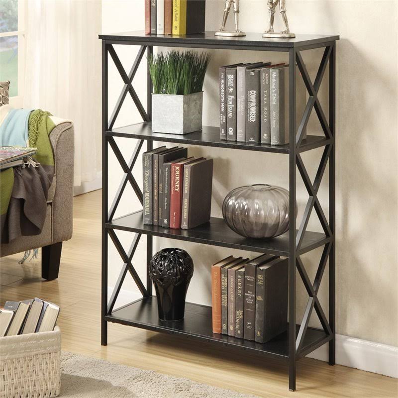 3 Shelf Black Wood Bookcase Y365
