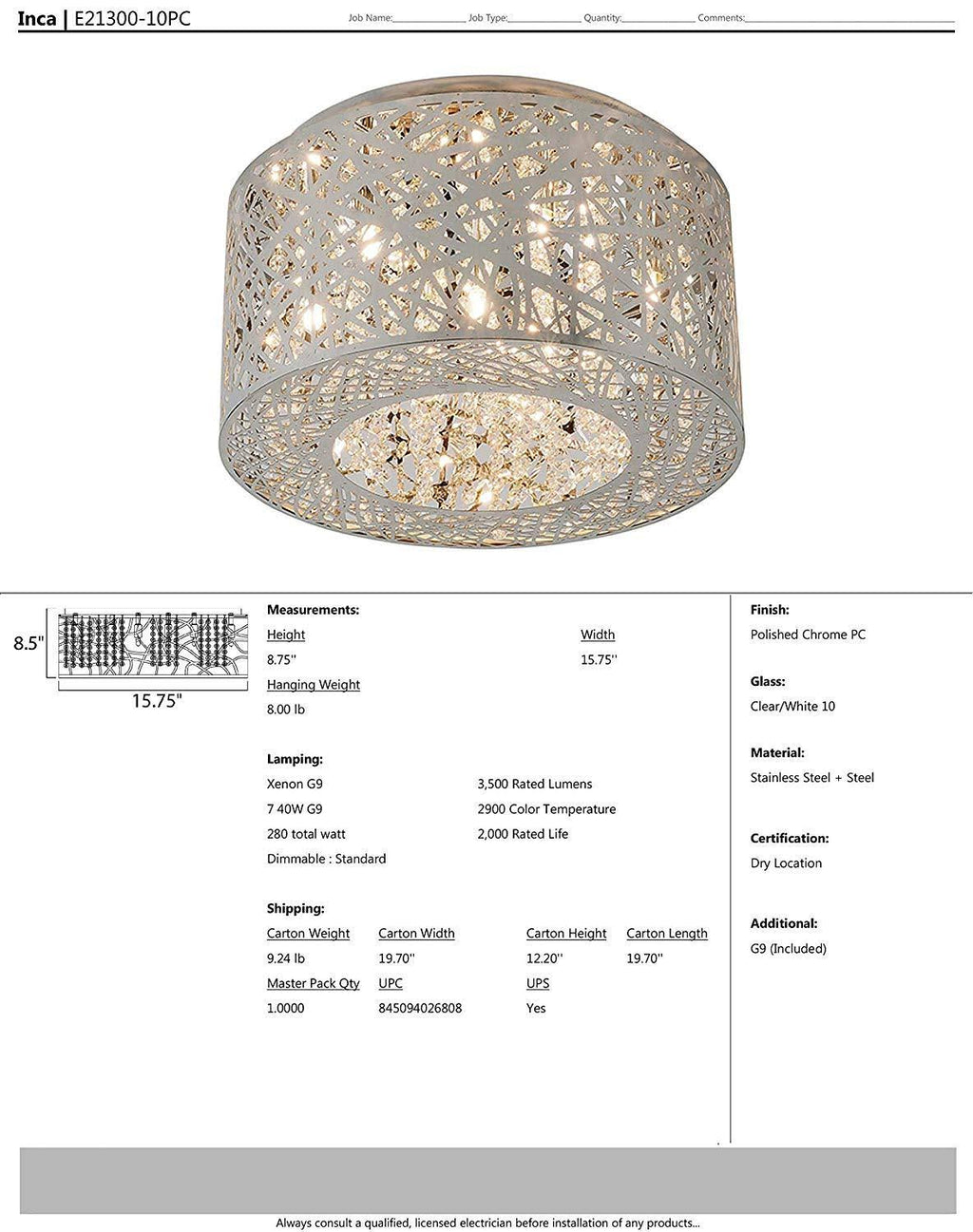 7-Light LED Flush Mount Polished Chrome K527
