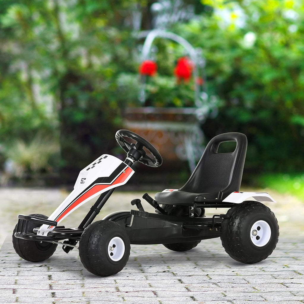 Pedal Go Kart Ride on Car with Adjustable Seat, Plastic Wheels, Handbrake and Shift Lever, Black B5193