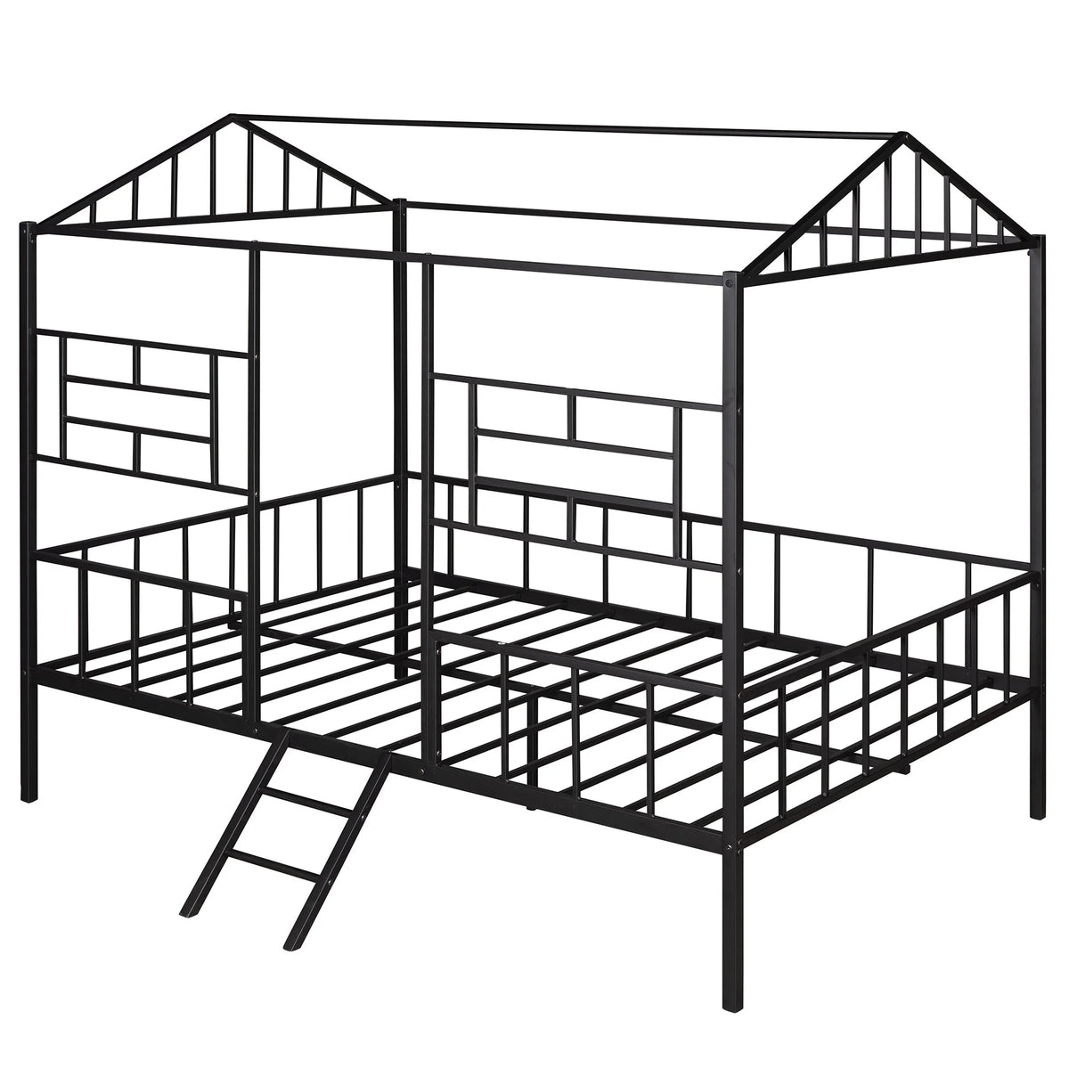 Full Size Metal House Bed Frame with Slatted Support C926350