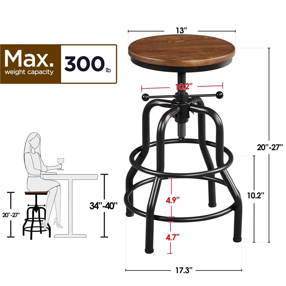 Round Wood Metal Bar Stool H609