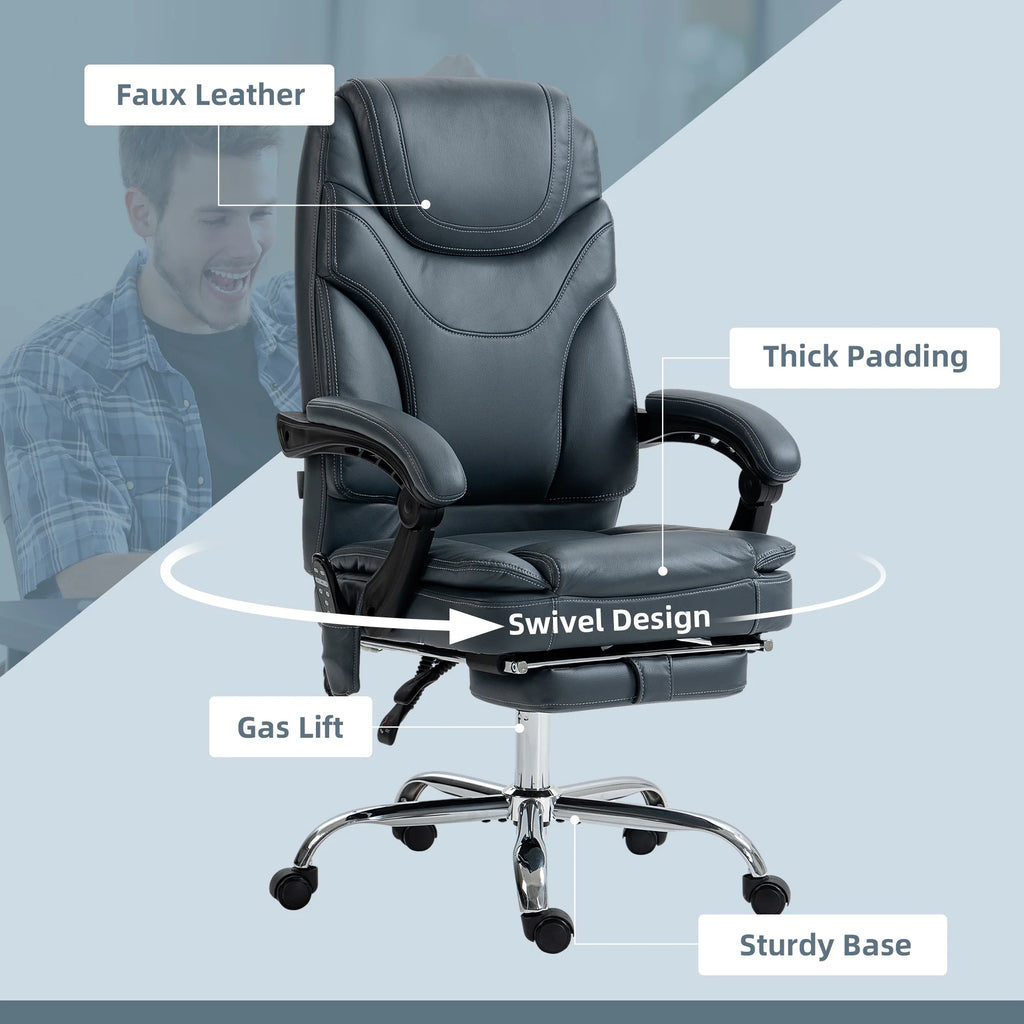 Gray PU Leather Massage Office Chair with Heat E6313