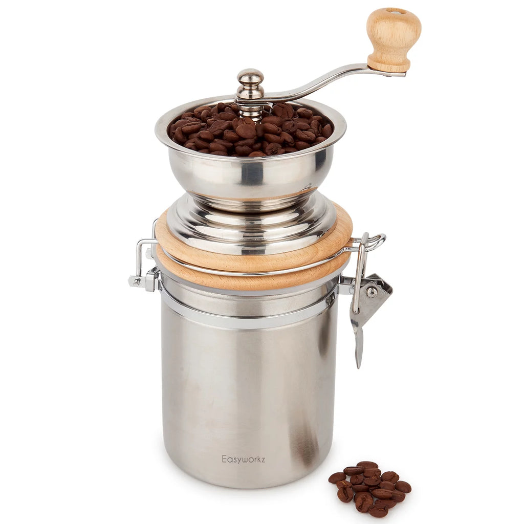 Manual Coffee Grinder with Airtight Canister, Adjustable Stainless Steel Burr S539