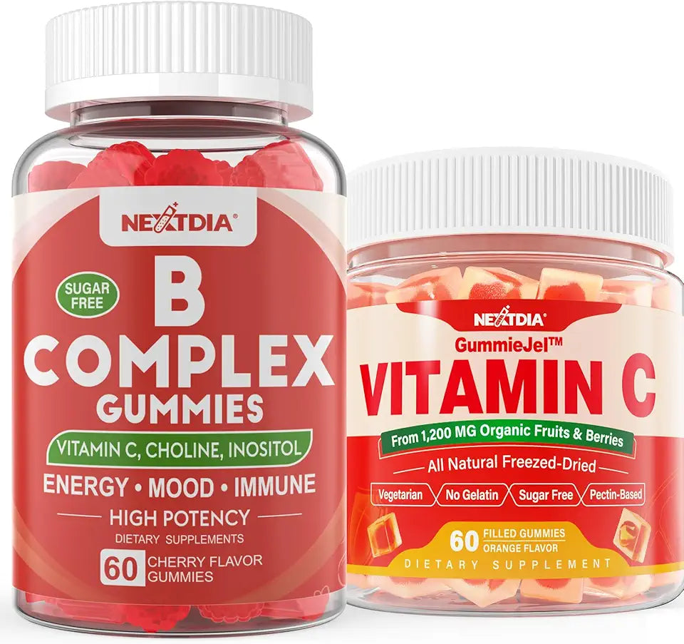 2 Pack Vitamin B Complex Gummies with Methyl B12, Methyl Folate + Vitamin C Gummies T68770