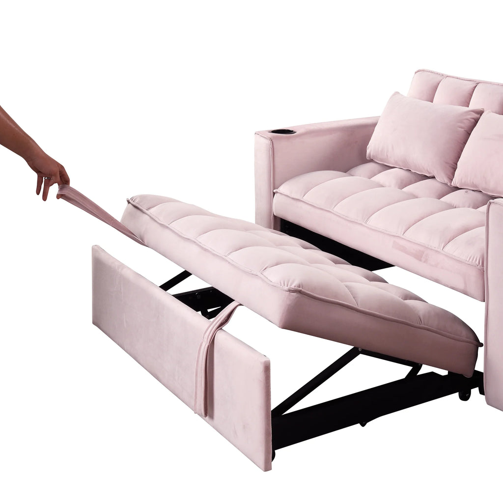 Convertible Sleeper Sofa Bed with Cup Holder and USB Charging Ports P7290