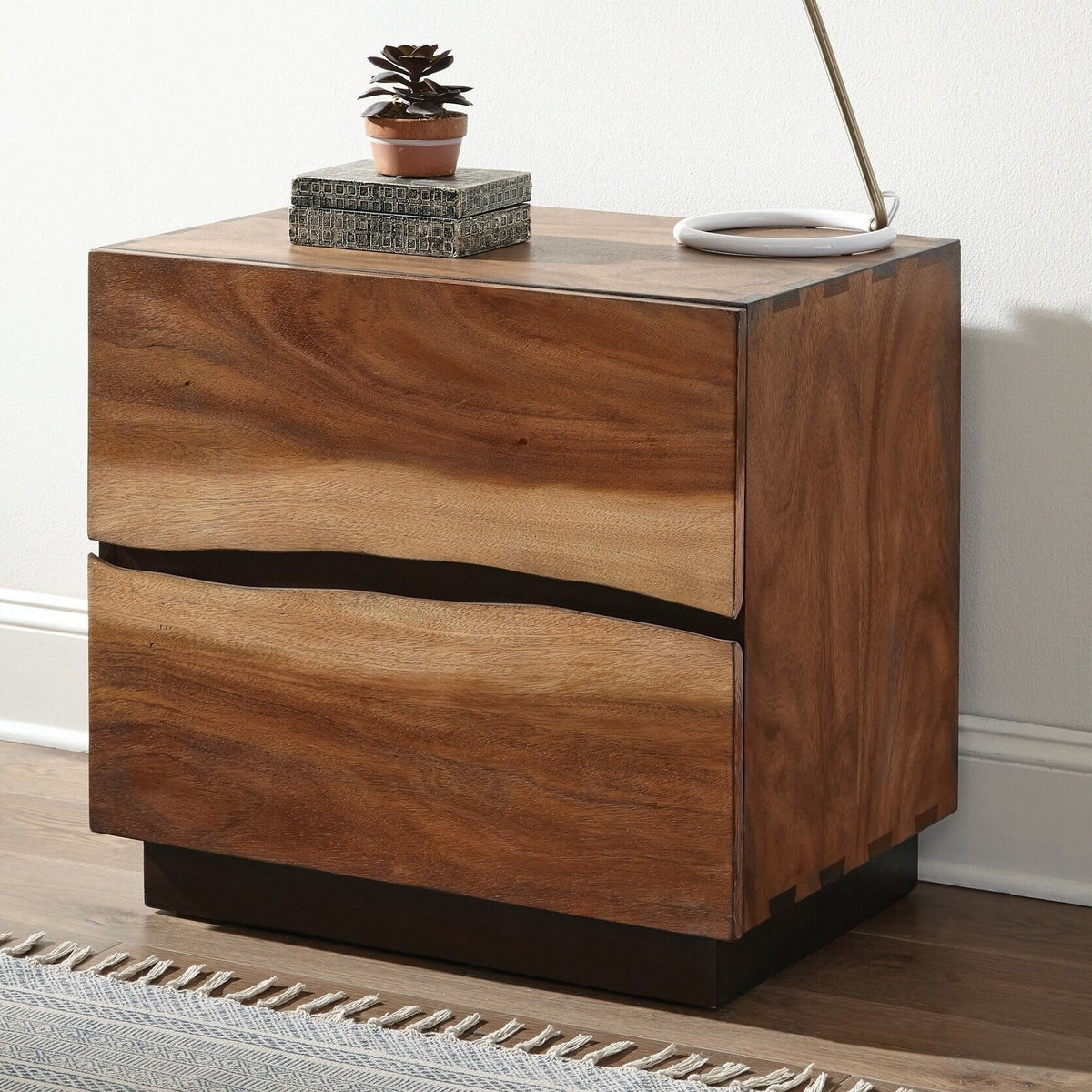 Smokey Walnut and Coffee Bean 2-drawer Nightstand Y801269