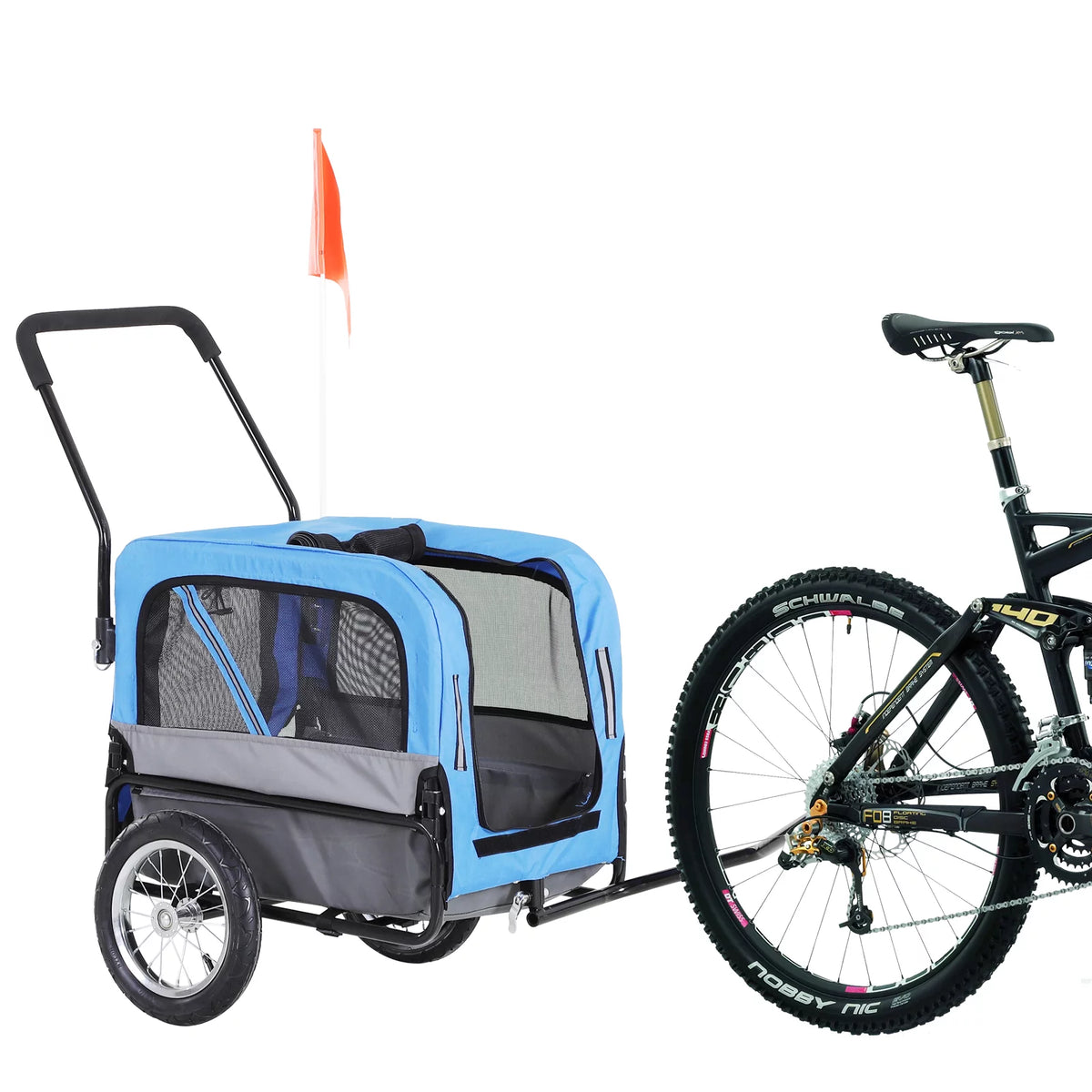 2-In-1 Dog Bicycle Trailer & Jogging Stroller with Swivel Wheels, Blue V723355
