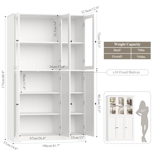 Grey 69" Tall Bookshelf with Storage Cabinet H7146