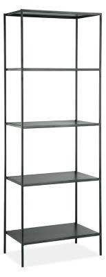 Modern Slim Bookcase Recycled Natural Steel Black B93146