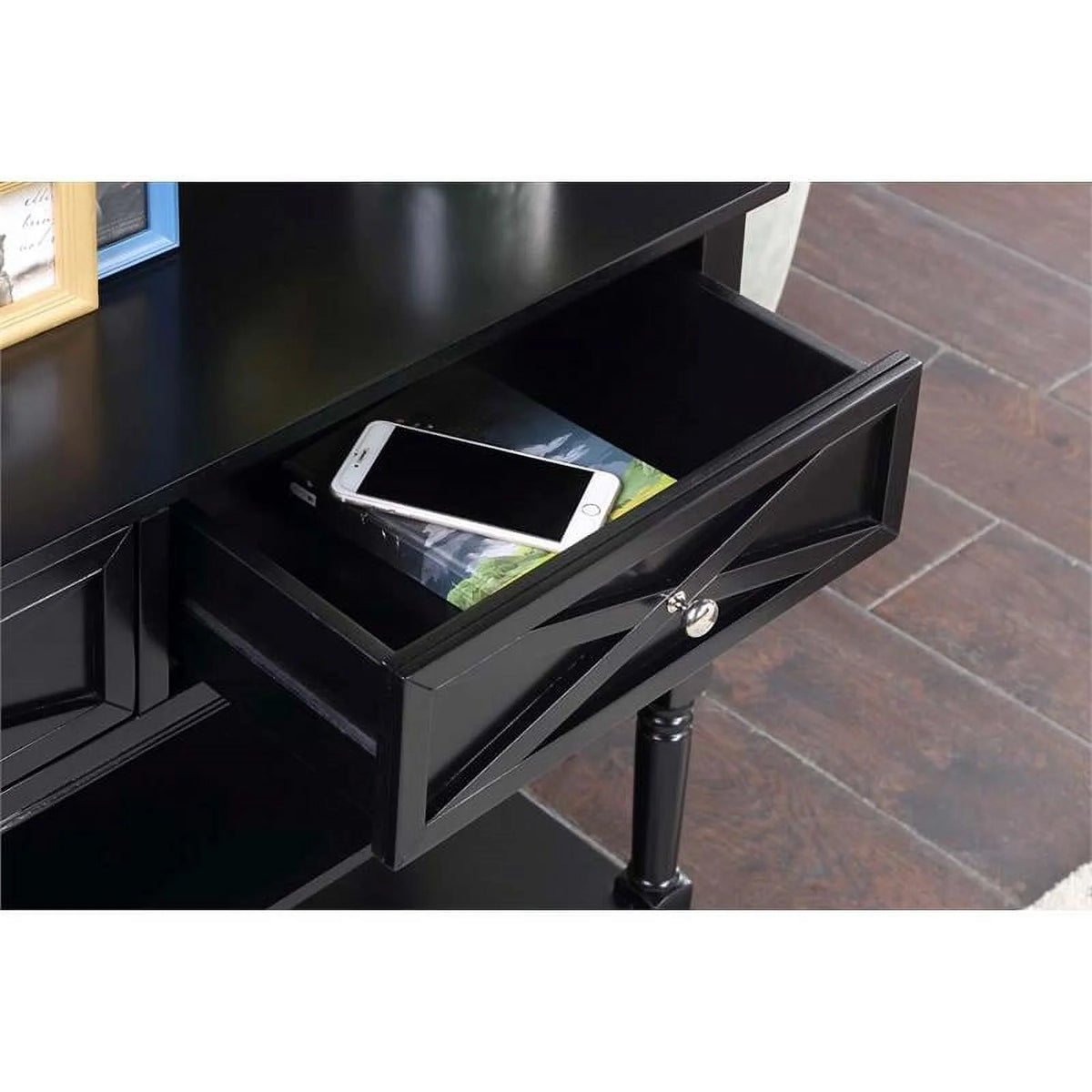 Black 2 Drawer Wood Console Table P44145