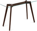 Glass Console Table with Solid Wood Legs C6628