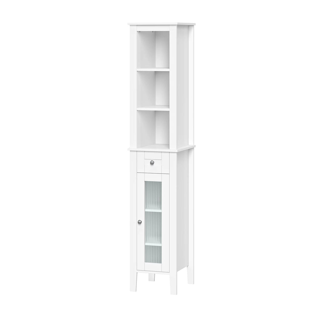 Slim Tall White Wood Cabinet W392