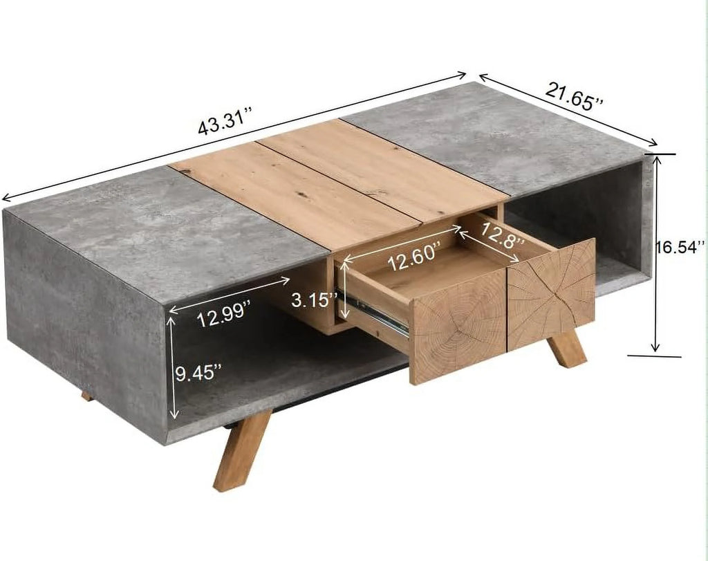 Chinese Style Faux Rattan Double-Layer Solid Wood Coffee Table H8288