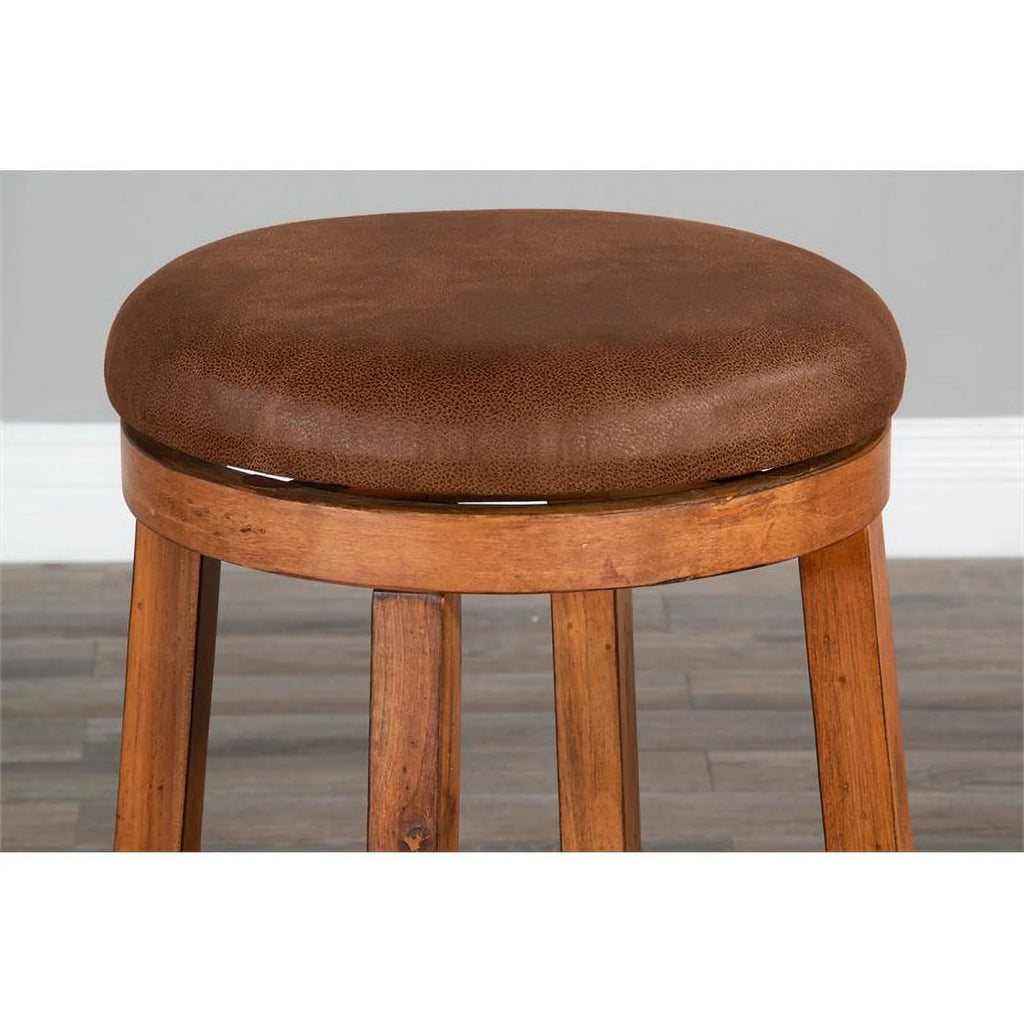 24" Mahogany Wood Backless Swivel Stool Set of 2 Y479903