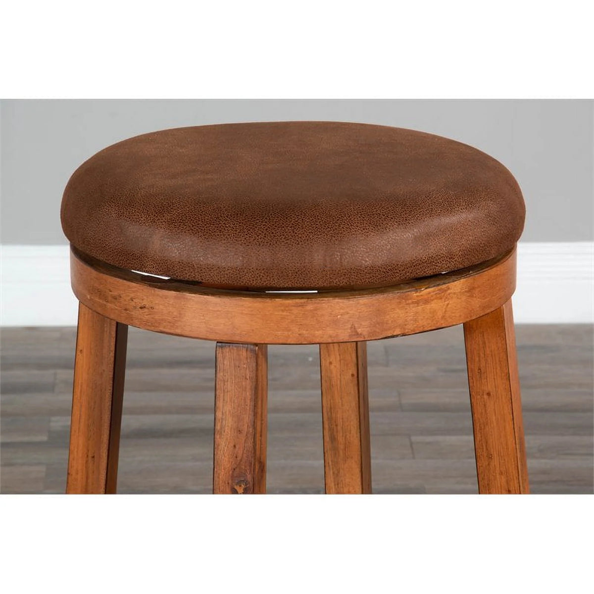 24" Mahogany Wood Backless Swivel Stool Set of 2 Y479903