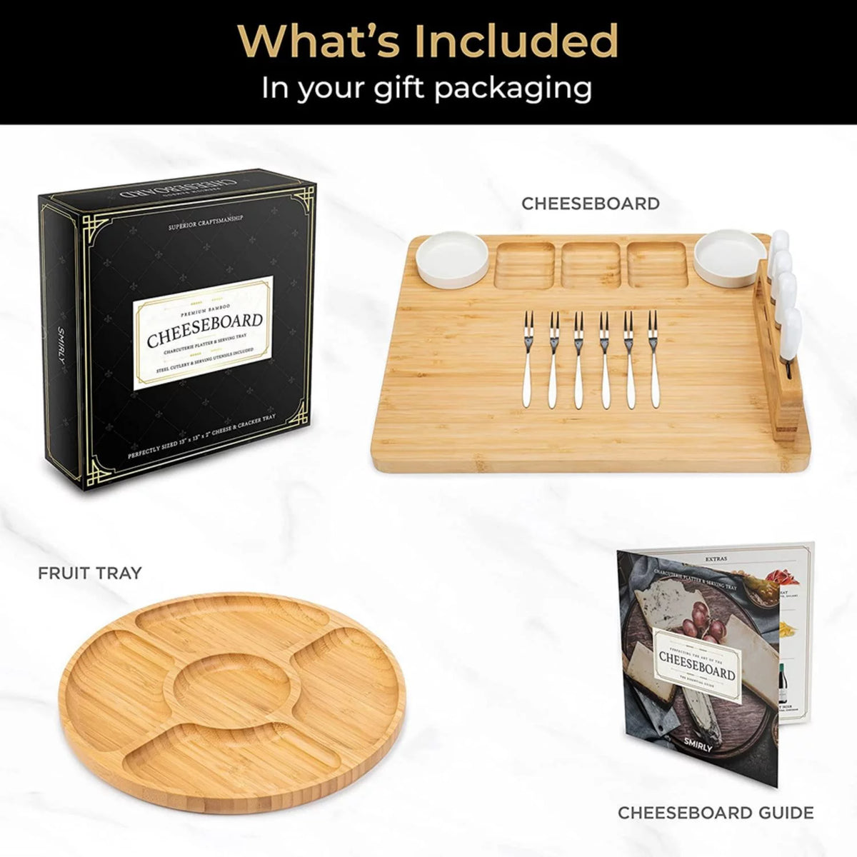 Wooden Bamboo Charcuterie Board Set F42920