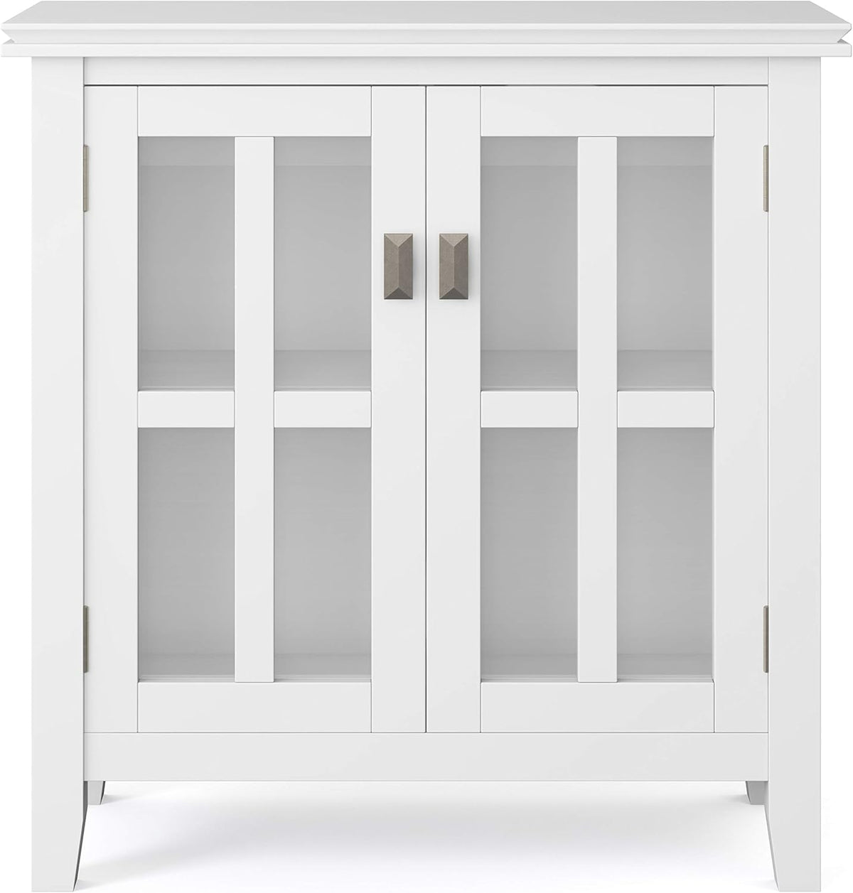 White 30 inch Low Storage Cabinet with 2 Glass Doors Y391