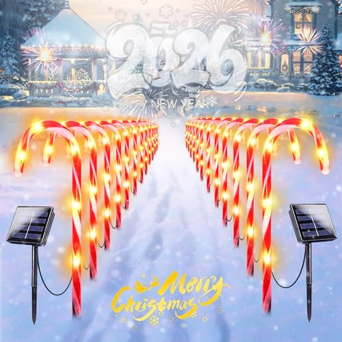 24-Pack Solar Candy Cane Lights J422