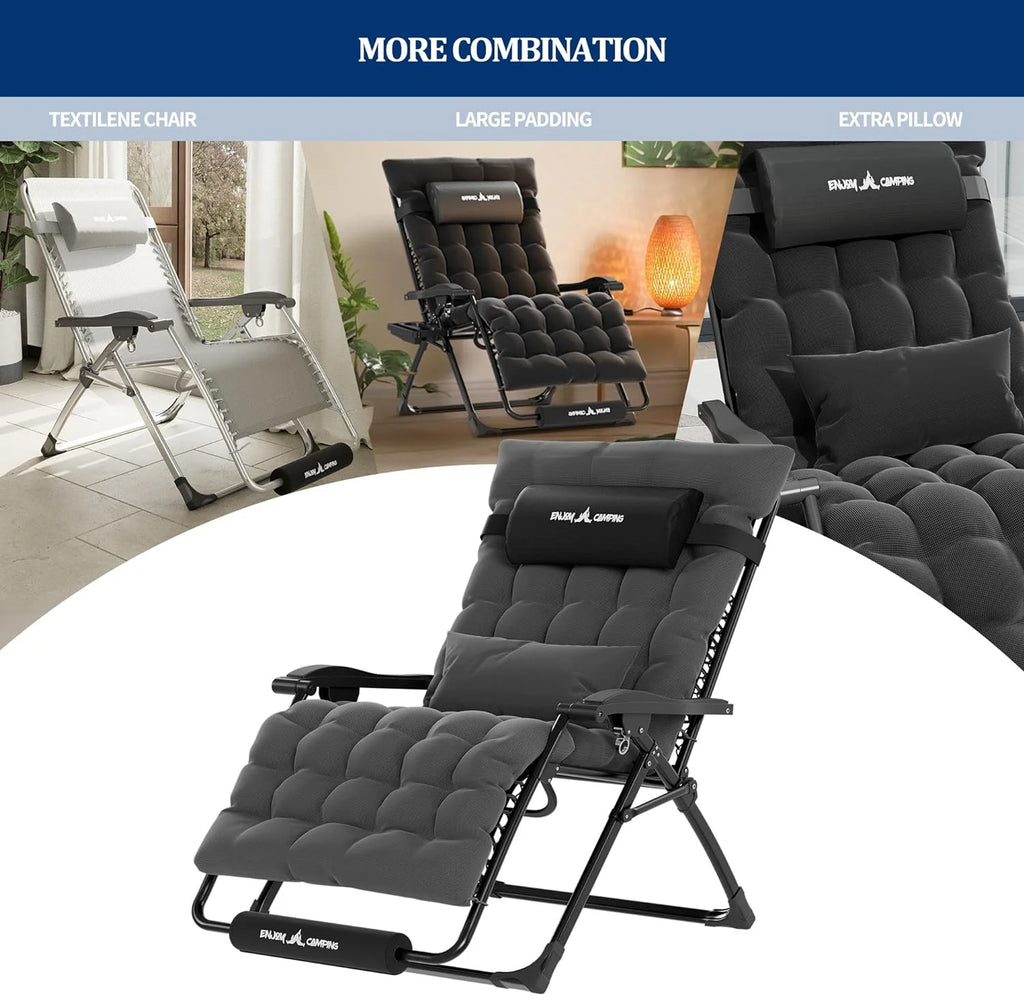 Oversized Zero Gravity Chair Set of 2 Dark Gray V6423