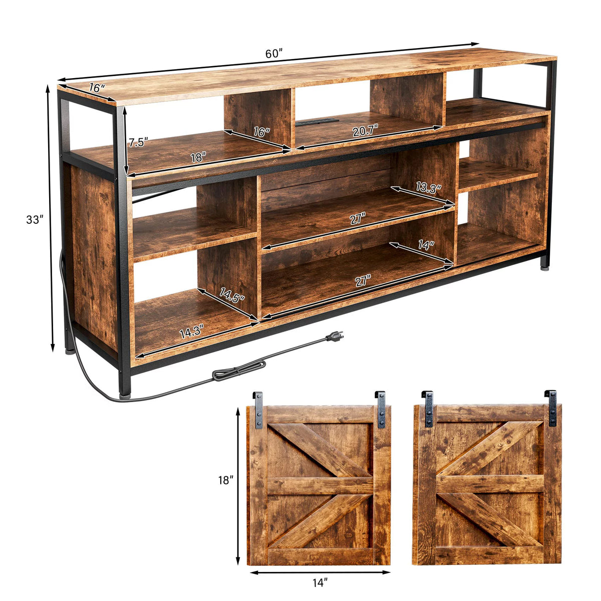 RGB Entertainment Center with Sliding Barn Door I941110