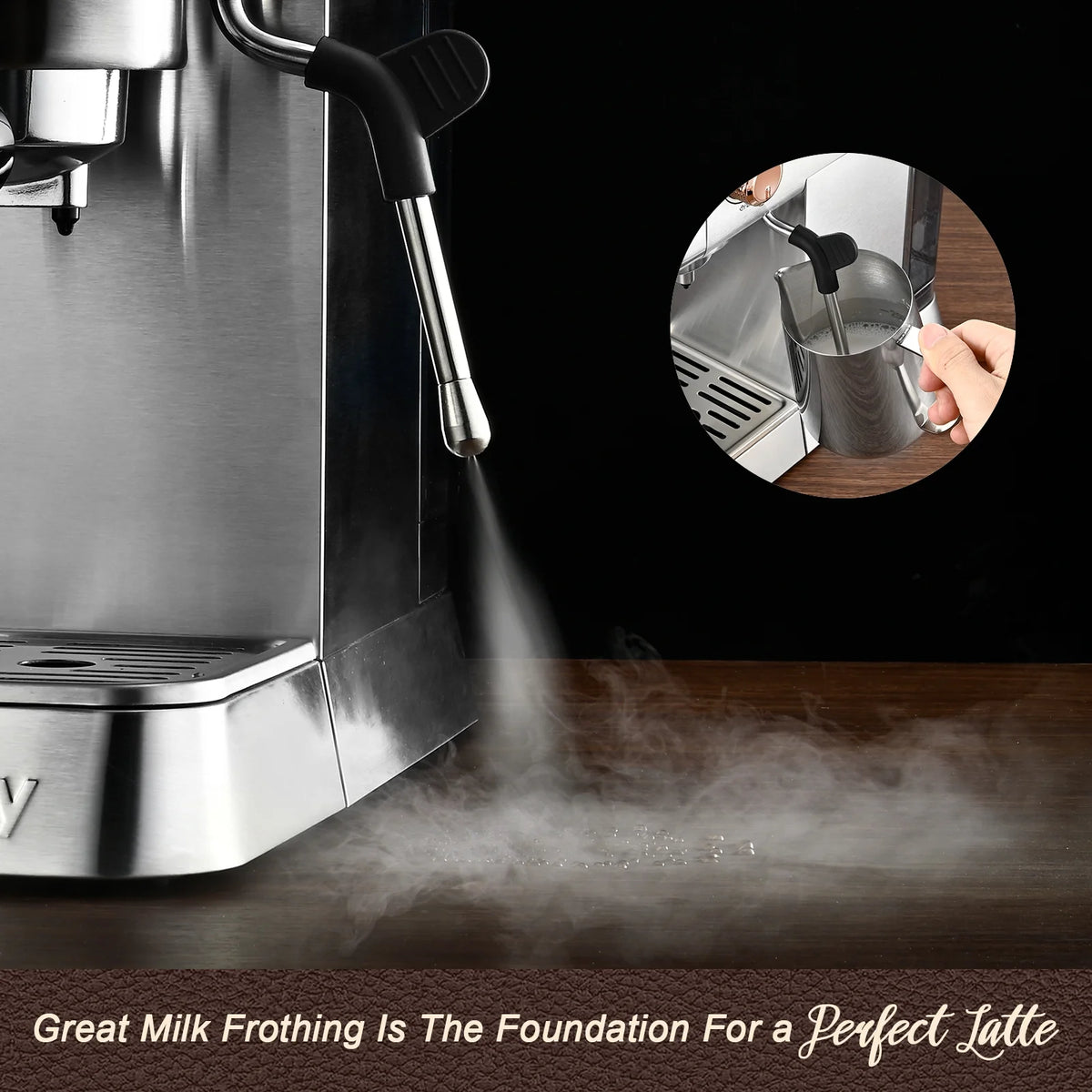 20 Bar Espresso Machine with Milk Frother, Stainless Steel, 37 fl.Oz, 1400W X727153