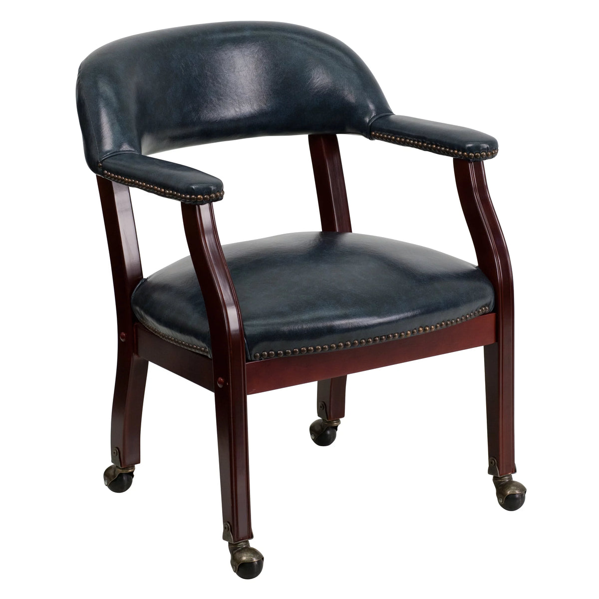 Navy Vinyl Conference Chair with Casters N139813
