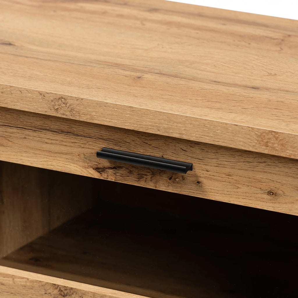 Oak Brown Finished Wood 2-Drawer TV Stand C570