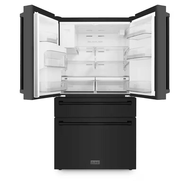 4-Door French Door Refrigerator with Ice and Water Dispenser Black Stainless Steel N2603