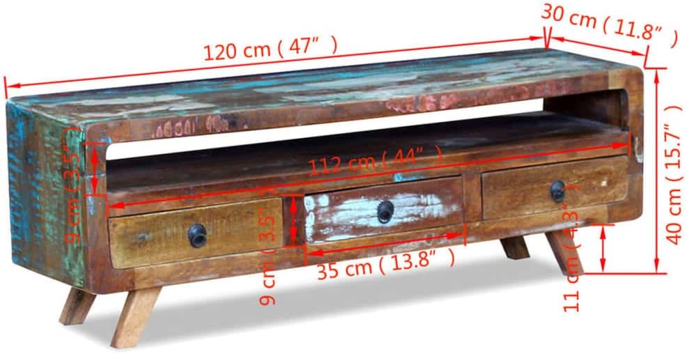 TV Cabinet with 3 Drawers Solid Reclaimed Wood D65729