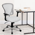 White Mesh Swivel Task Office Chair with Chrome Base and Arms D912819