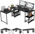 L Shaped Gaming Desk with Shelves 95.2 Inch Reversible Corner Computer Desk C276