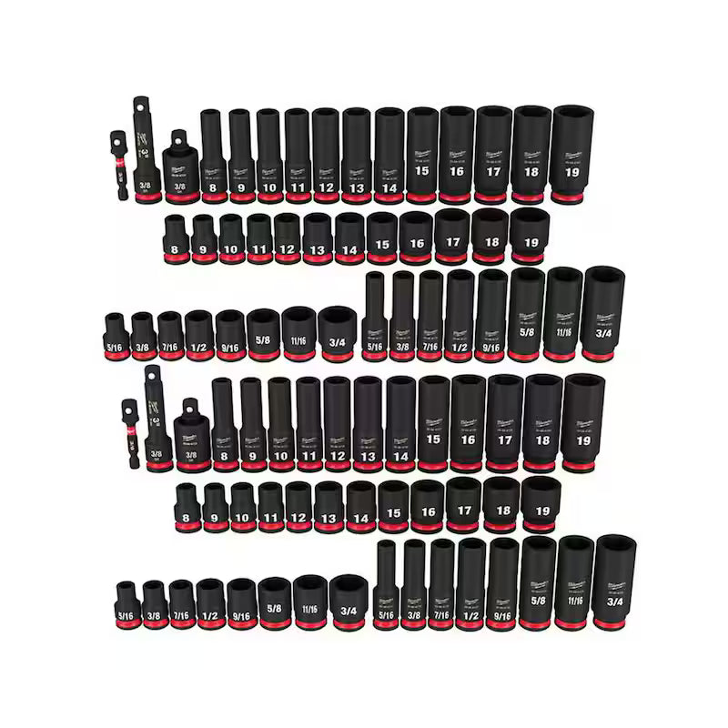 3/8 in. Drive SAE and Metric 6 Point Impact Socket Set (86-Piece) L8618