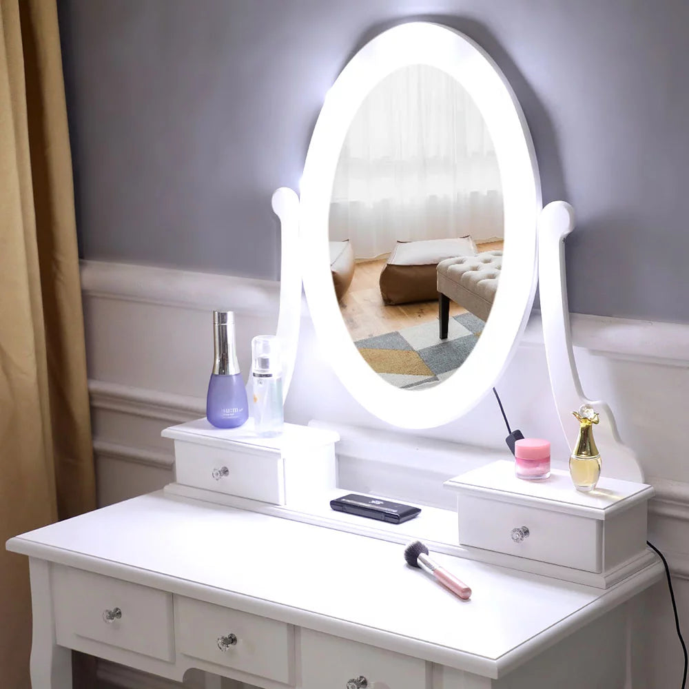 White 5 Drawer Dressing Table A9878