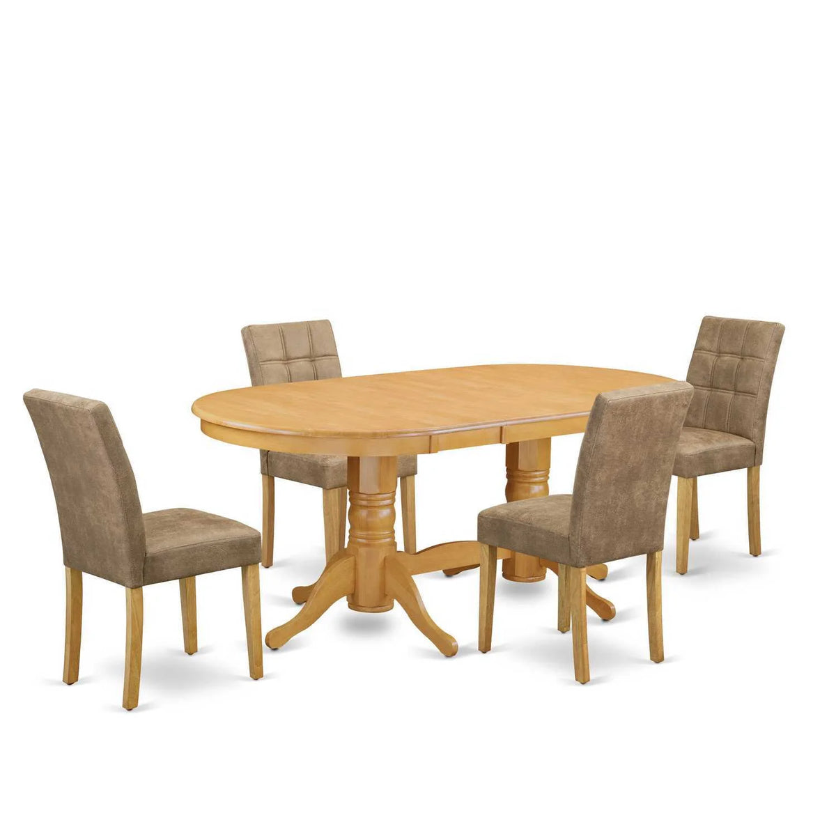 5 Piece Oval Dining Room Set with 4 Chairs Oak C326