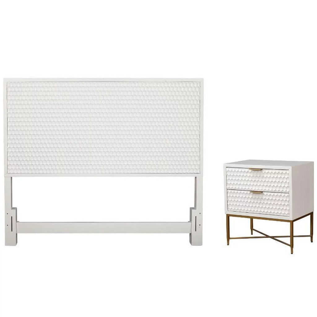Queen Headboard & 2 Drawer Nightstand Set E7073