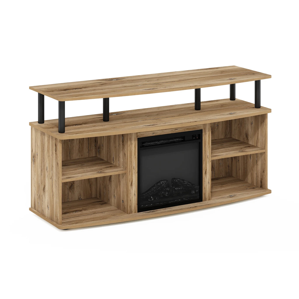 Flagstaff Oak Black Open Shelving Fireplace Entertainment Center D6620