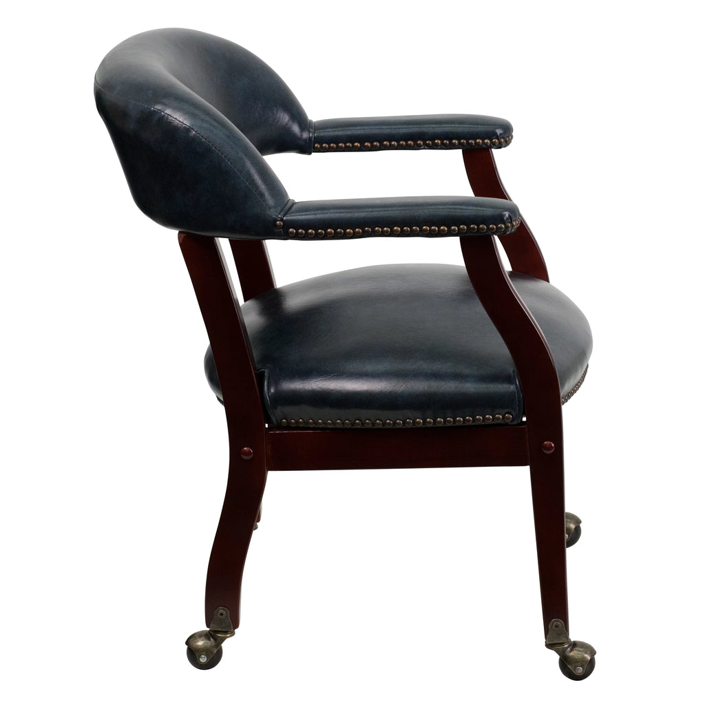 Navy Vinyl Conference Chair with Casters N139813